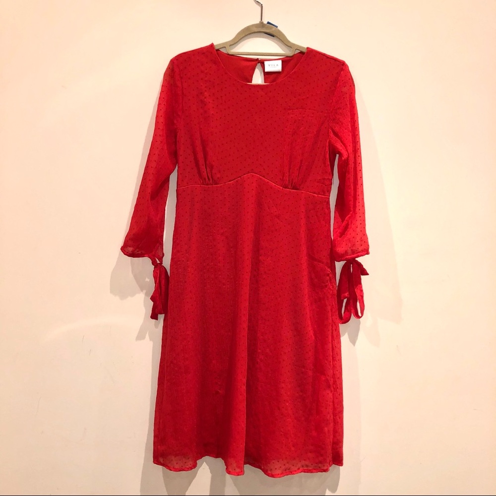 Vila Clothes polka dot midi dress dress